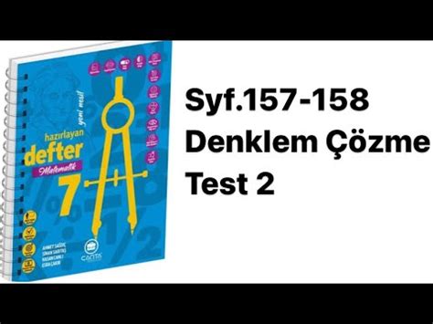 7 SINIF ÇANTA DEFTER S 157 158 DENKLEM ÇÖZME MİNİ KAZANIM TESTİ 2 YouTube