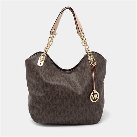 MICHAEL Michael Kors Brown Signature Coated Canvas And Leather Lilly