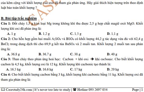 [hóa Học 8] Bt định Luật Bảo Toàn Khối Lượng