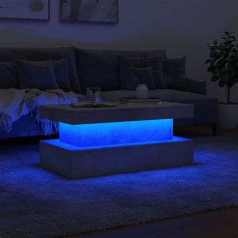 YNJ Table basse avec lumières LED gris béton 90x50x40 cm YN2258