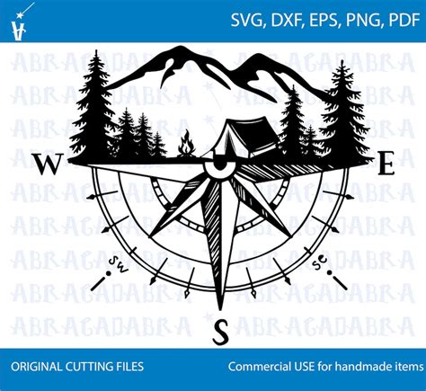 Forest Camper Svg Mountains Compass Svg Mountain Camper Svg Etsy