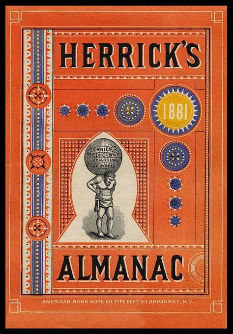 Almanac Cover 1881 Sheaff Ephemera Vintage Graphic Design Prints