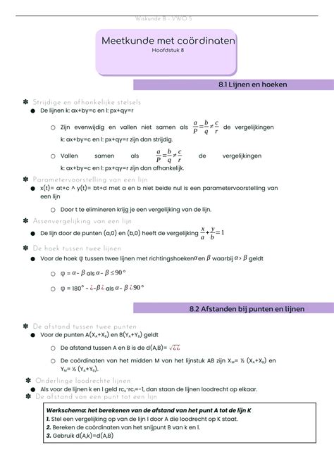 Samenvatting Getal Ruimte Leerboek Deel 2 Vwo B Hoofdstuk 8 Meetkunde