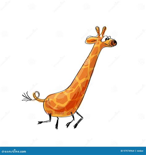 Funny cartoon giraffe stock vector. Illustration of clip - 97974964