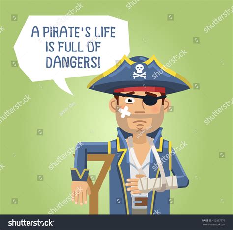 Illustration Injured Pirate Captain Sad Pirate Stock Vector Royalty