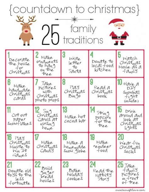 A Printable Christmas Calendar With Santa And Reindeers On The Front