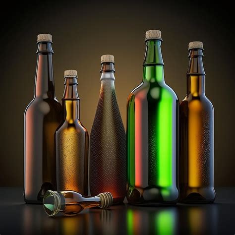 Premium Ai Image Beer Alcohol Drink Bottle With Glass Ai Generated