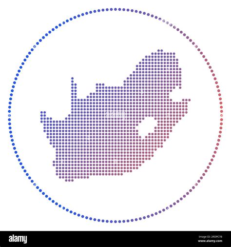 South Africa Digital Badge Dotted Style Map Of South Africa In Circle