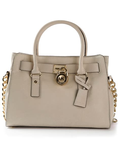 Lyst Michael Michael Kors Hamilton Small Shoulder Bag In Natural