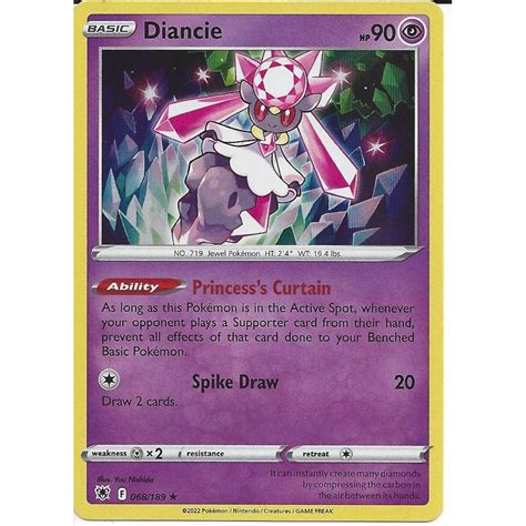 Pokemon Trading Card Game 068 189 Diancie Rare Holo Card SWSH 10