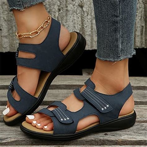 DUJEFF Sandalen Damen Sommer Sandaletten Damen Flach Sandale