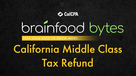 Brainfood Bytes Ca Middle Class Tax Refund With Annette Nellen Youtube