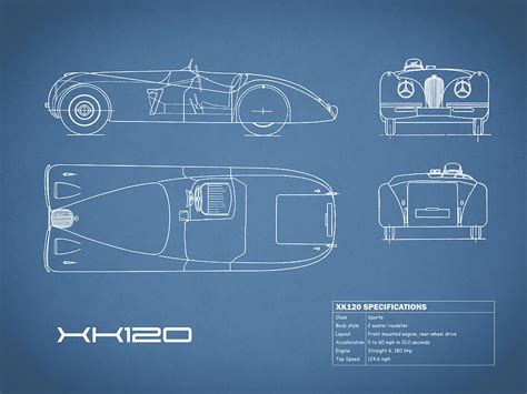 Jaguar Xk 120 Blueprint Photograph By Mark Rogan