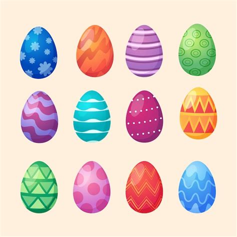 Colección de huevos de pascua de diseño plano Vector Gratis