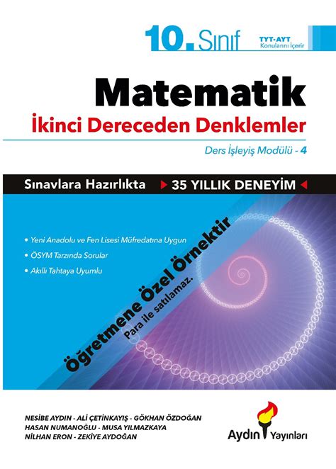 S N F Matematik Mod Lleri Mod L Kinci Dereceden Denklemler