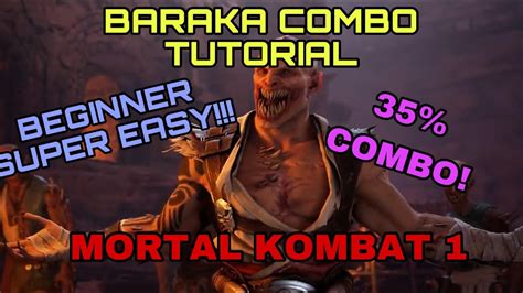 Mk1 Baraka Combo Tutorial 35 Super Easy Mortal Kombat 1 Youtube