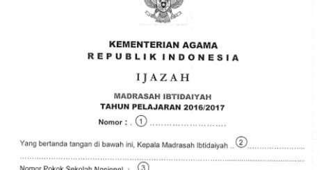 Juknis Penulisan Blanko Ijazah Madrasah Mi Mts Ma Tahun Ajaran