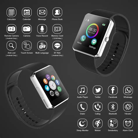 Bluetooth Smart Watch Gt08 For Apple Iphone Ios Android Phone Wrist