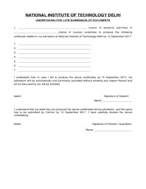 Undertaking Application For Certificate Fill And Sign