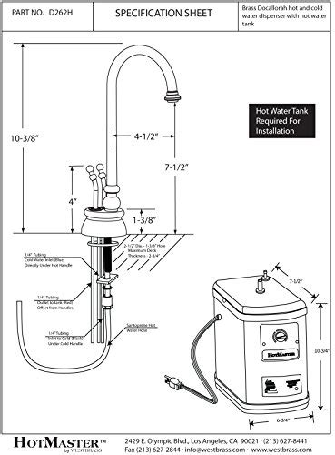 Westbrass D HFP Docalorah Handle Hot And Cold Water Dispenser Faucet With Instant Hot