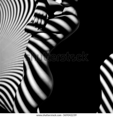 Nude Woman Sexy Artistic Black And White Line Blur Photo