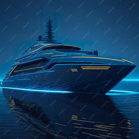 Premium AI Image | Luxury super blue yacht with modern design on ocean with sunset