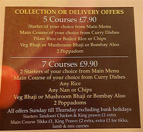 Menu At Kashmir Tandoori Restaurant South Shields