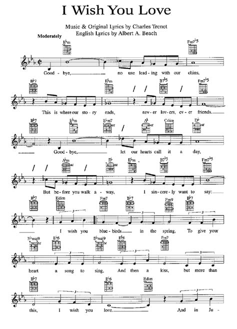 I Wish You Love Sheet Music Easy Sheet Music