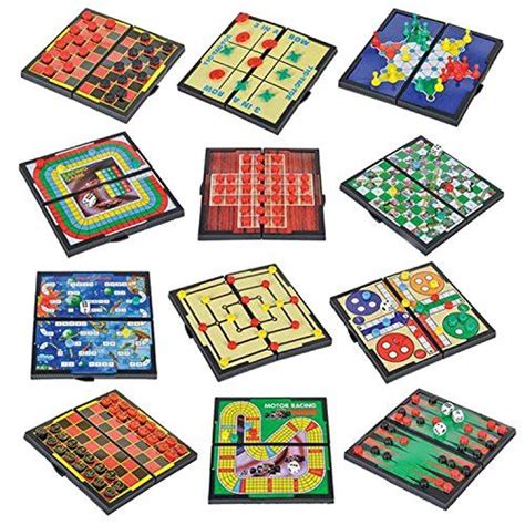 Gamie Small Magnetic Board Travel Game Set Includes 12 Retro Fun