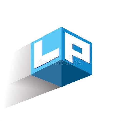 Letter Lp Logo In Hexagon Shape And Blue Background Cube Logo With