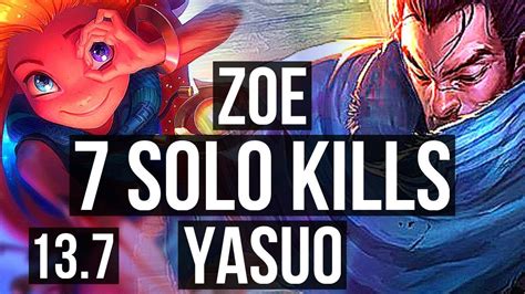 ZOE Vs YASUO MID 23 2 10 7 Solo Kills Legendary 1 4M Mastery