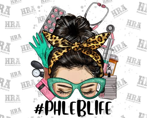 Messy Bun Phleb Life Png Sublimation Design Leopard Messy Bun Etsy