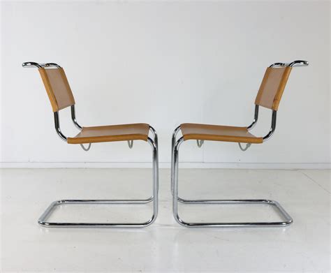 Marcel Breuer Leather Cantilever Chairs For Thonet