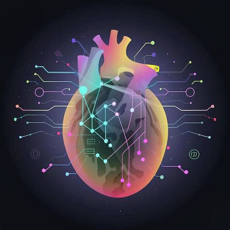 Ilustración vectorial 2d colorida la tecnología del corazón humano y