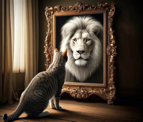 Cat Lion Mirror Stock Illustrations – 218 Cat Lion Mirror Stock ...