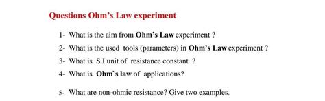 Solved Questions Ohm S Law Experiment 1 What Is The Aim