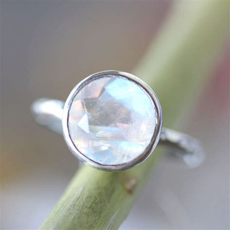 Rainbow Moonstone Sterling Silver Ring Gemstone Ring No Etsy