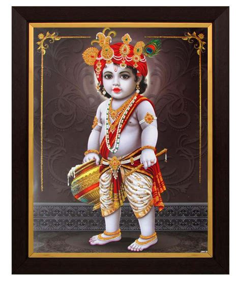 Avercart Textured Lord Krishna Baby Krishna Bal Gopal Poster With Frame