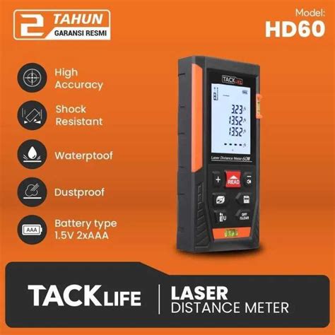 Jual TACKLIFE HD 60 Mute Red Laser Distance Meter Measurement