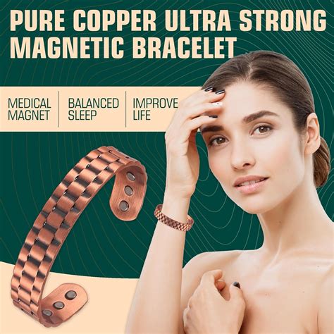 Fascio Pulsera De Cobre Puro Para Hombre Tama O Ajustable Piezas