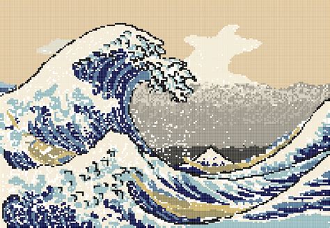 Wallpaper Illustration Pixel Art Pattern The Great Wave Off Images