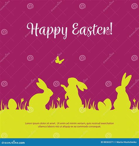 Easter Background With Bunny Silhouettes Stock Vector Illustration Of