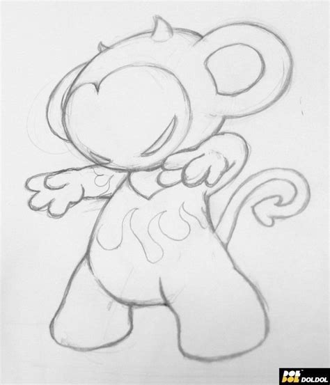 A Drawing Of A Cartoon Monkey With Its Eyes Closed And Hands In The