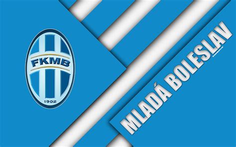 Mlada Boleslav Fc Logo Material Design Blue White Abstraction Czech