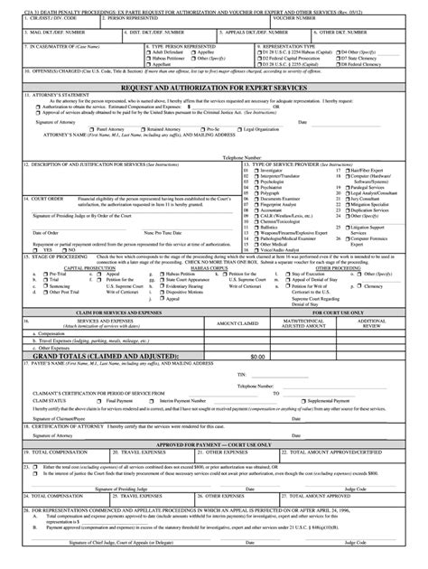 Fillable Online Iand Uscourts CJA 31 Form For Experts In Capital