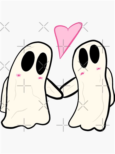 Cute Ghosts Holding Hands Sticker For Sale By Grimly59 Redbubble