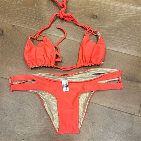 Neon Pink Orange Luli Fama Bikini Gem