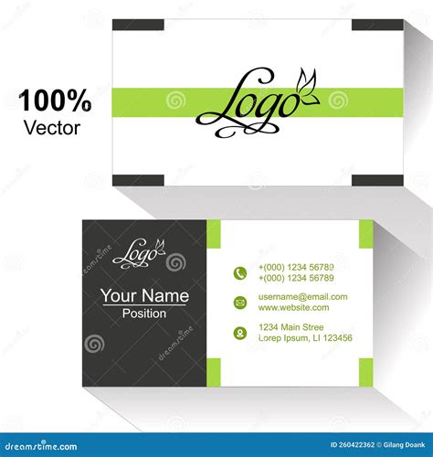 Free Simple Green Business Card Design Stock Vector Illustration Of