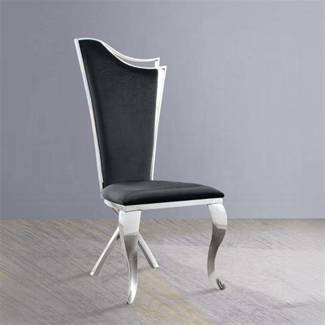 Acme Cyrene Side Chair Set Fabric Stainless Steel