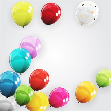 Grupo De Fondo De Globos De Helio Brillante De Color Vector Premium